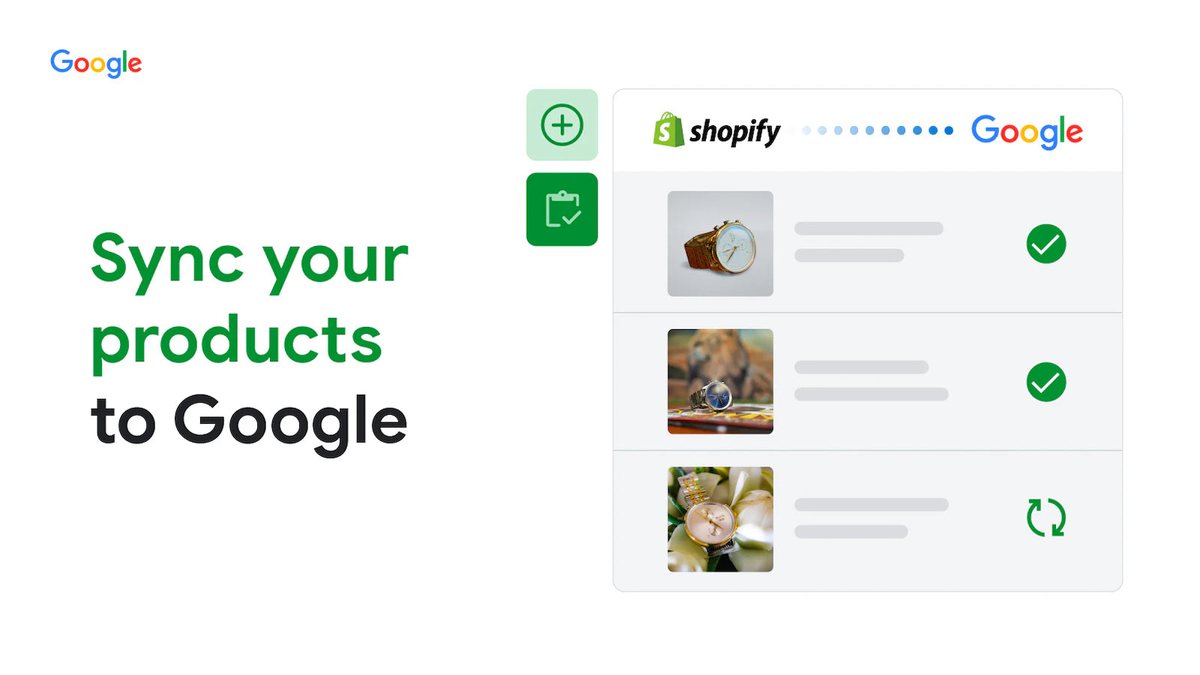 Google & YouTube graphic showing Shopify products syncing to Google with approval ticks