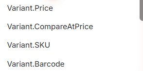 Part of the Label Wizard editor's attribute list. It shows the variant's price, compare-at price, SKU and barcode.