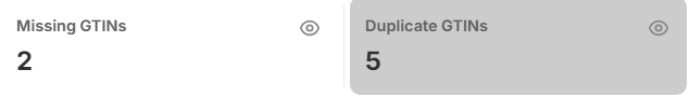 GS1 Assistant's counters: Missing GTINs 2 and Duplicate GTINs 5.