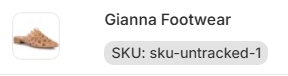 Gianna Footwear in GS1 Assistant's GTIN list, with SKU sku-untracked-1.